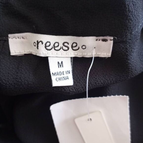 REESE BLACK BLOUSE W/LACE TRIM SLEEVES SZ.M NWT - Picture 4 of 6